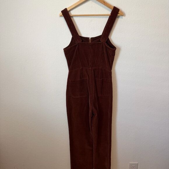 Free People Brown Luna Corduroy Zip-Front Overall Jumpsuit Women's Size 4 - Picture 4 of 6